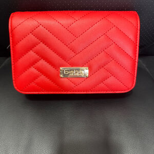 Bebe Sophia Red Quilted Crossbody Bag with Gold Hardware